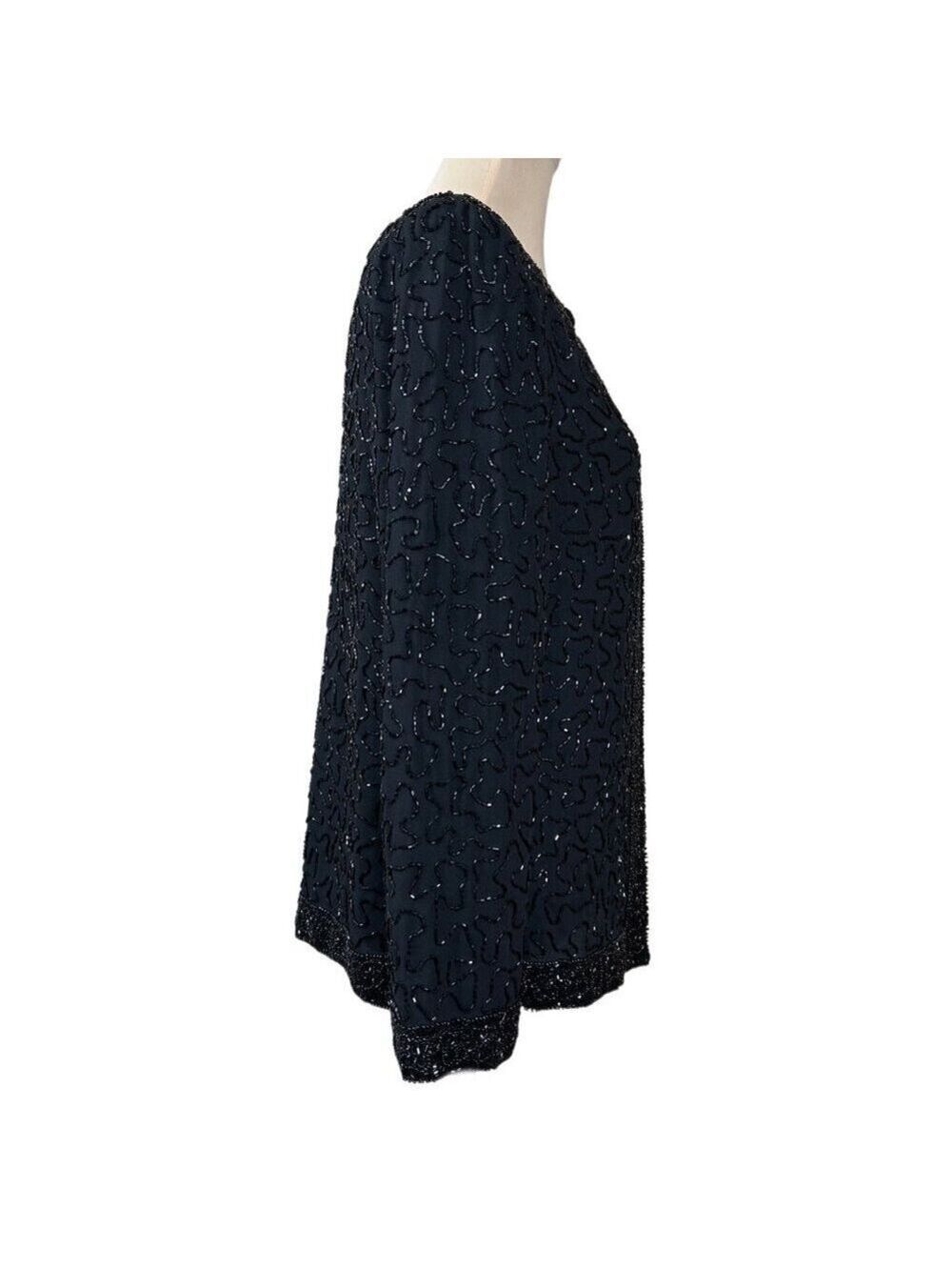 Brilliante by J.A. NWT Vintage 90's Black Beaded Evening Dressy Jacket Size S - Picture 2 of 11